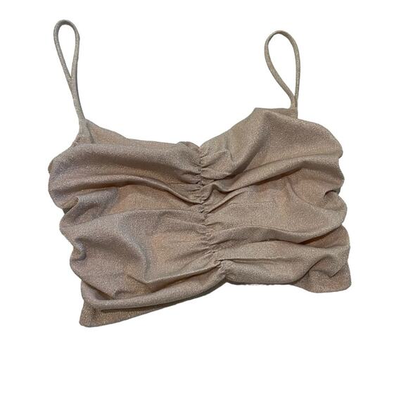 Princess Polly NWT GiGi Glitter Ruched Crop Top in Champagne Women’s Size 12 - Picture 2 of 10
